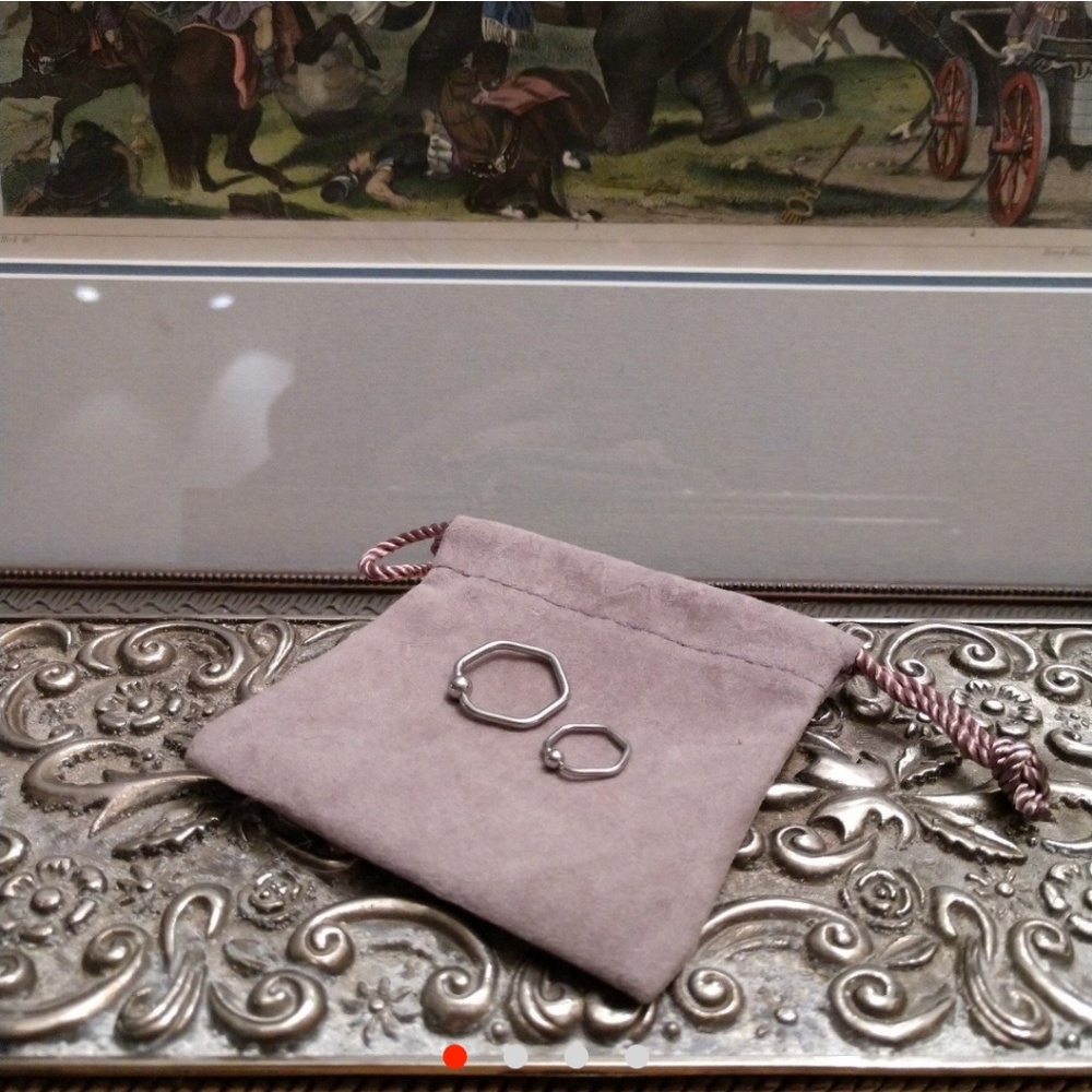 Set of Two Hex Surgical Steel Captive Bead Rings
